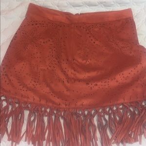 American Eagle Rust fringe skirt